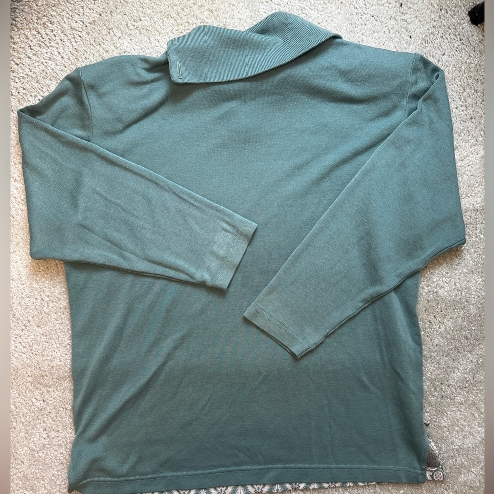 Vintage/Cottage Core. Cream/Sage Patterned Sweater with Button Detail - Picture 6 of 7